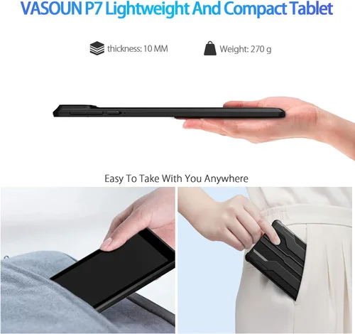 Miniatura 2 de VASOUN Tablet Android 14 de 7 pulgadas, 8 GB de RAM 64 GB ROM, Octa-Core 2.0 GHz, pantalla táctil IPS, cámara dual, 5G WiFi/Bluetooth, tableta