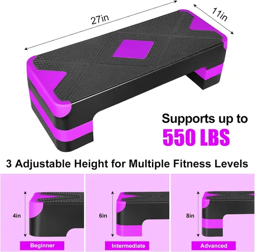 Miniatura 2 de Adjustable Exercise Workout Aerobic Stepper Step Platform Trainer
