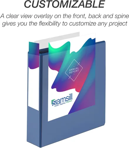 Miniatura 467 de Samsill - Carpeta duradera de 5 pulgadas, fabricada en los Estados Unidos, con anillos en D, transparente y personalizable, color blanco