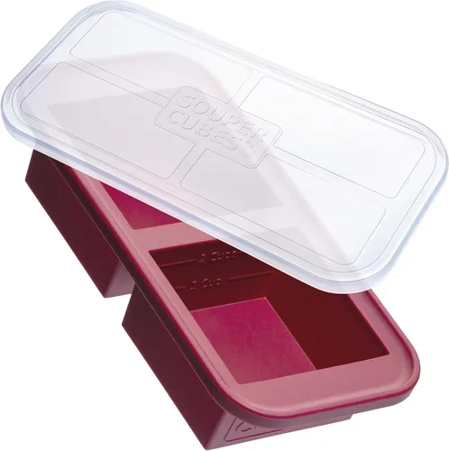 Miniatura 10 de Souper Cubes Bandeja de silicona para congelador de 2 tazas con tapa, perfecta para almacenar lasaña, sobras, salsas, comidas en porciones y más