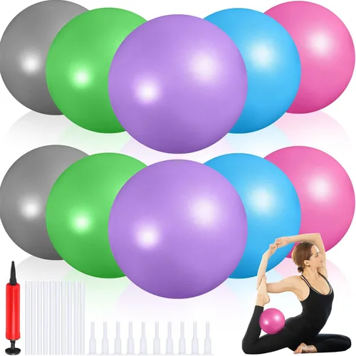 Miniatura 12 de Aoriher 10 pelotas pequeñas de pilates, de 9 pulgadas, mini pelotas de yoga antiestallidos y antideslizantes para estabilidad, fitness, terapia