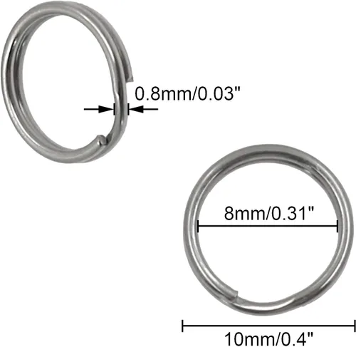Miniatura 3 de BokWin 60 llaveros pequeños, anillos divididos de acero inoxidable, mini anillo de salto dividido con bucles dobles, llaveros redondos, anillos