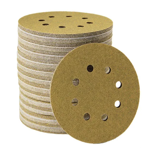 Miniatura 13 de Discos de lija de 5 pulgadas con 8 agujeros de gancho y bucle, discos de lija orbital, juego de papel de lija redondo de 100 piezas, incluye granos