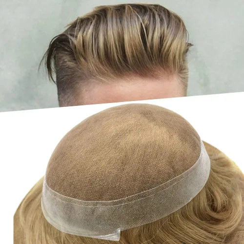 Miniatura 38 de Mens Toupee Hair Piece Real Cabello humano suave francés Encaje Toupee para hombres Sistema de reemplazo de cabello Hombres Hairpieces Hombres