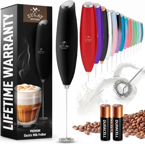 Miniatura 30 de Zulay Kitchen Potente varita espumadora de leche con 2 baterías Duracell – Mezclador de bebidas portátil ultrarrápido – Máquina de espuma eléctrica