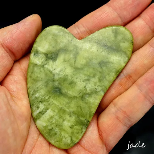 Auténticas piedras de jade Gua Sha de propiedad asiática, herramienta facial GuaSha, masaje corporal facial, terapia de acupuntura, tratamiento de