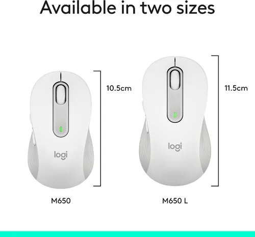 Miniatura 10 de Ratón inalámbrico Logitech Signature M650 - Para manos pequeñas a medianas, para diestros, batería de 2 años, clics silenciosos, botones Blanco hueso