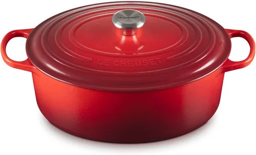 Miniatura 10 de Le Creuset Horno holandés ovalado Signature de hierro fundido esmaltado, 2.75 cuartos de galón., Blanco