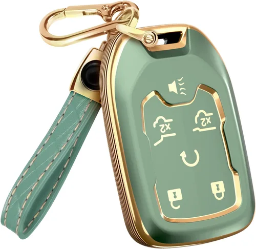 Miniatura 31 de Lucrum Funda para llavero GMC y Chevy y llavero de cuero, funda de TPU para Suburban Acadia Sierra Tahoe Yukon - 2014-2025
