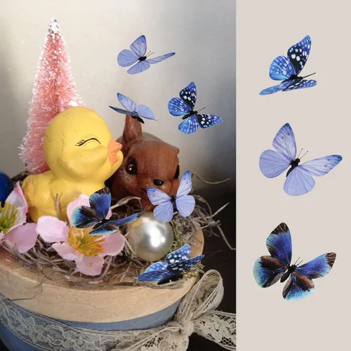 Miniatura 6 de ConetoRosa 12 piezas de decoración de pared de mariposa de 2 tamaños, decoraciones 3D para el hogar, habitación, dormitorio, guardería, boda, Azul