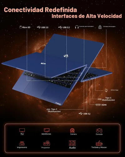 Miniatura 9 de NIMO 15.6" FHD Laptop de Juegos Ligeros, 8 núcleos AMD Ryzen 7 Pro 6850U 32GB LPDDR5 RAM 1TB SSD (Supera al i7-1360P hasta 4.7GHz) GPU AMD Radeon