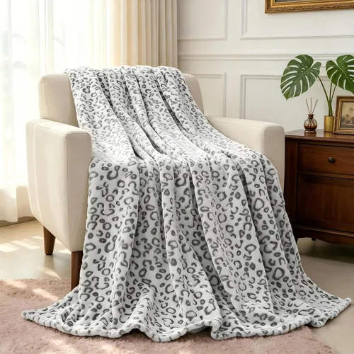 Miniatura 26 de FY FIBER HOUSE Manta de forro polar de franela de microfibra con estampado de guepardo 3D, 90 x 108 pulgadas, púrpura Leopardo morado