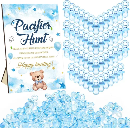 Miniatura 45 de Thyle Juego de 51 piezas de chupete de caza para baby shower, incluye signo de caza y 50 chupetes acrílicos para decoración de juegos de baby Rosa