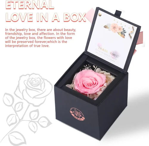 Miniatura 3 de Caja de regalo de rosas auténticas preservadas, rosas reales, rosas recién cortadas de primera calidad, regalos para el día de la madre y San