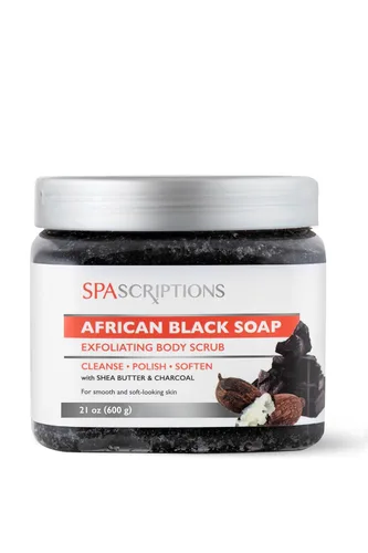 Miniatura 9 de SpaScriptions African Black Soap Sugar Scrub - Exfoliante corporal desintoxicante con manteca de karité y carbón, ideal para pieles grasas