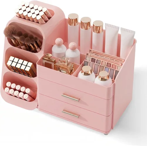 Miniatura 15 de Organizador de maquillaje con cajones para tocador, espacioso estuche de exhibición de cosméticos, solución de almacenamiento perfecta para tus