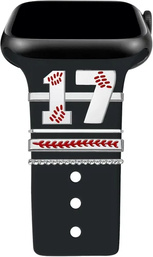 Dijes de reloj de béisbol con números para niños de 00 a 30 atletas de números decorativos compatibles con accesorios de Apple Watch de 1.772 in,