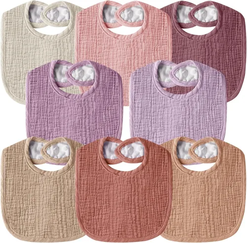 Miniatura 16 de Baberos de muselina para bebés para niños y niñas, baberos de algodón para babeo, baberos ajustables para recién nacidos para babeo y dentición