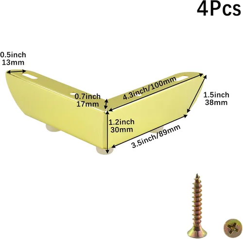 Miniatura 2 de Geesatis 4 patas doradas para muebles de diseño minimalista, patas de metal para muebles de 4.3 pulgadas de longitud para gabinete, sofá, mesa