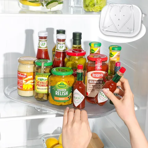 LAMU Lazy Susan - Organizador giratorio de 14.56 x 11 pulgadas para organizadores de refrigerador y almacenamiento de refrigerador, organizador