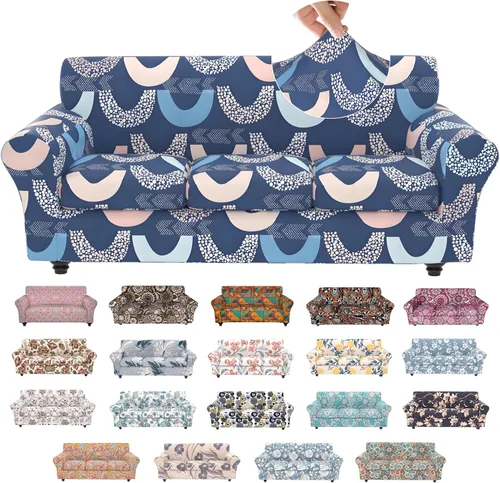 Miniatura 48 de Fundas elásticas para silla, fundas elásticas para sillón de 2 piezas, fundas de sofá lavables con diseño floral para sillón, protector de muebles