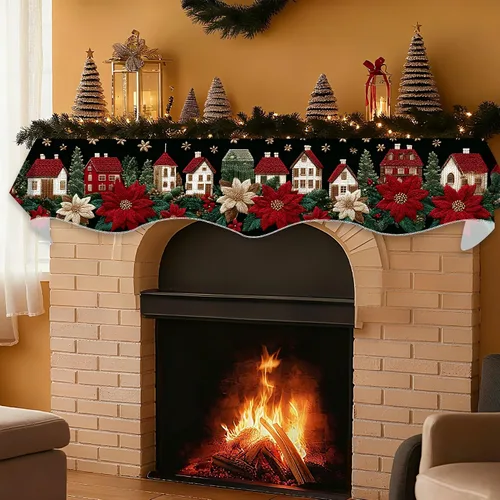 Miniatura 9 de BVBOX Bufanda Decorativa para Repisa de Chimenea Navideña, Cubierta Corredor para Repisa de Chimenea de Navidad e Invierno