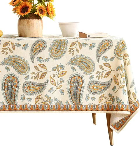 Miniatura 18 de patdrea - Mantel de lino floral, grueso, decorativo y francés para mesas rectangulares o cuadradas, para cocina y comedor, 55 x 79 pulgadas