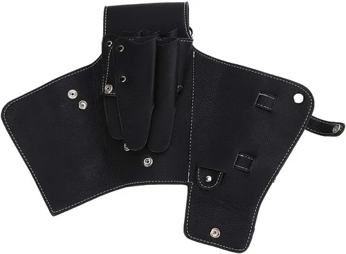 Miniatura 9 de ZJchao Riñonera para estilista, tijeras de peluquería, bolsa de cintura de piel sintética, herramientas de peluquería, estuche para tijeras