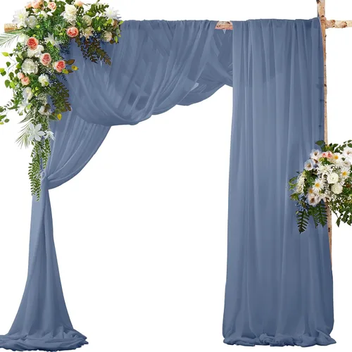 Miniatura 9 de SiinvdaBZX 2 Paneles Tela Drapeada de Arco de Boda 30" x 240" de Poliéster de Gasa Negra para Múltiples Ocasiones