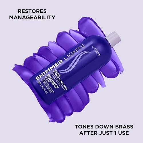 Miniatura 4 de Clairol Professional Shimmer Lights Purple Conditioner Neutralizes Brass & Yellow Tones For Blonde, Silver, Gray & Highlighted Hair