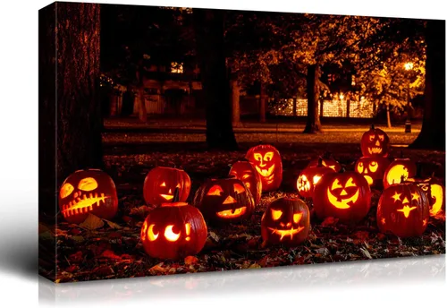 Miniatura 25 de Denozer - Pintura artística de pared de Halloween, impresión artística sobre lienzo para dormitorio, sala de estar, decoración de pared del hogar