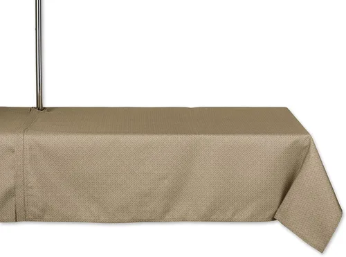 Miniatura 11 de DII Colección de mesa para interior/exterior con agujero para sombrilla con cremallera, lavable a máquina, celosía tonal, mantel, 60 pulgadas