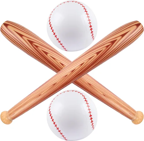 EVERMARKET 4 piezas inflables de béisbol y béisbol, bate de béisbol inflable y pelota de playa de béisbol, regalos de fiesta de béisbol temática