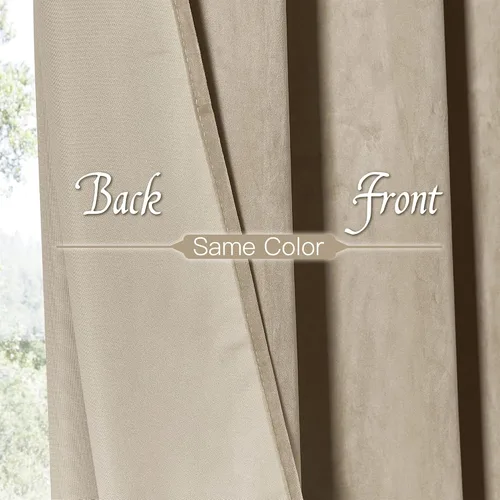 Miniatura 6 de RYB HOME Cortinas de terciopelo beige camello 84 pulgadas, cortinas gruesas de terciopelo para oscurecer la habitación para decoración de granja