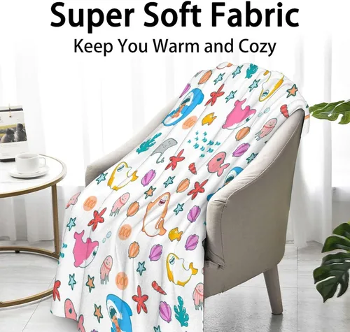 Miniatura 2 de Manta de tiburón para niñas, tamaño de regazo de 30 x 40 pulgadas, manta de felpa suave y peluda para regalo, manta blanca bonita para cama, sofá