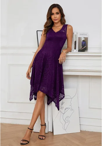Miniatura 2 de Meetjen Vestidos de cóctel para mujer 2025 con dobladillo tipo pañuelo, encaje, formal, para invitada de boda, dama de honor, elegante