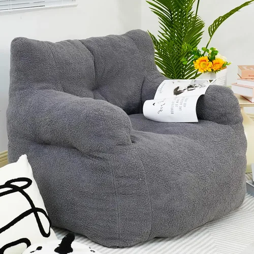DKLGG Puf para adultos, puf gigante con relleno incluido, de piel sintética, sofá de espuma viscoelástica, con reposabrazos para sala de estar,