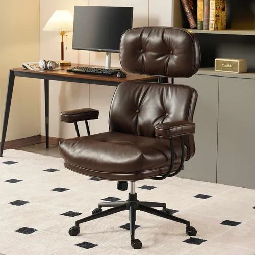 Miniatura 13 de Silla de escritorio para oficina en casa, respaldo alto, ruedas de goma, ergonómicas para computadora, con soporte lumbar, silla giratoria de altura