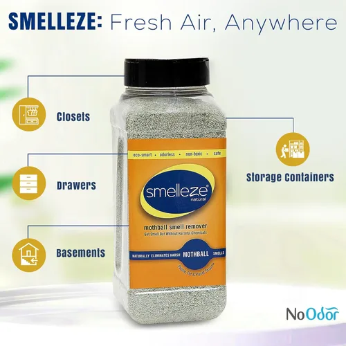 Miniatura 4 de SMELLEZE Desodorizante natural removedor de olores de bola de naftalina: gránulos de 2 libras que eliminan los humos y el olor de las bolas