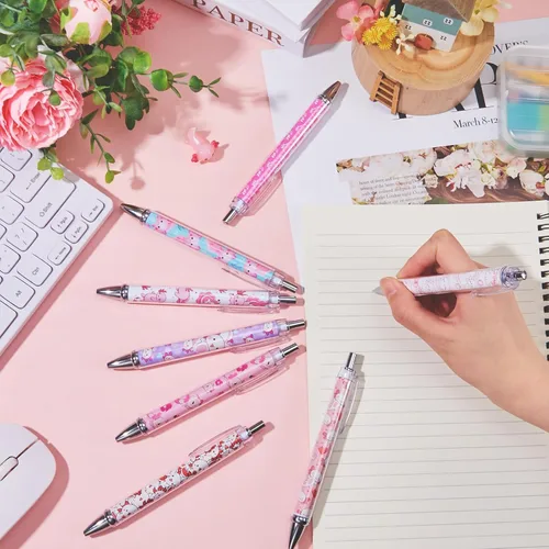 Miniatura 3 de Ireer 8 bolígrafos de bola para mujeres 1.00 mm de tinta negra lindos y elegantes, bolígrafos de punta fina de escritura suave para estudiantes