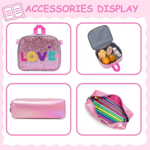 Miniatura 10 de Mochila con ruedas para niñas, mochila escolar con ruedas, bolsa escolar con bolsa de almuerzo y bolsa para lápices, mochila con ruedas para niños