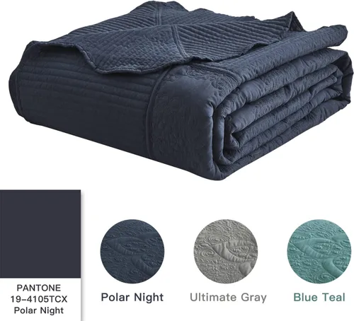 Miniatura 4 de HZ & HY Colcha extragrande King de 128 x 120 pulgadas, extra ancha, juego de ropa de cama acolchado, edredón ligero y delgado, reversible, 5 piezas