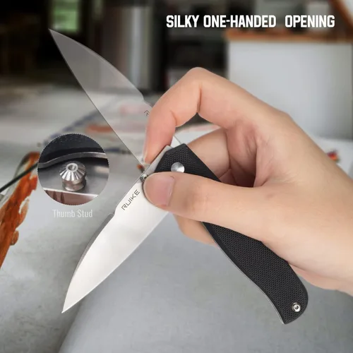 Miniatura 3 de Cuchillo plegable EDC pequeño de bolsillo para hombres, mujeres, 14C28N, bloqueo de forro, mango ligero G10, acero inoxidable frío, cuchillos P662