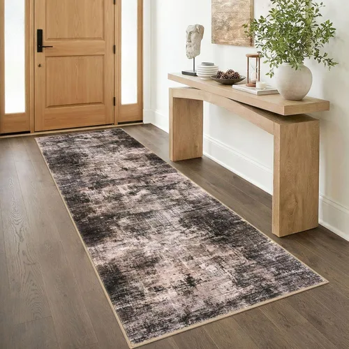 Miniatura 261 de IOHOUZE Alfombra pequeña abstracta de 2 x 3 pies, alfombra de entrada lavable para entrada interior, alfombras con respaldo de goma, alfombra gris