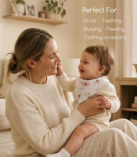 Miniatura 6 de Baberos de muselina para bebé 8 unidades, Babero tipo bandana para babeo y dentición, Algodón suave absorbente para niñas y niños Jardín