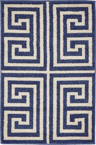 Miniatura 35 de Unique Loom Athens Collection - Alfombra clásica geométrica moderna con diseño de bordes, 3 pies 3 pulgadas x 5 pies 3 pulgadas, negro/beige