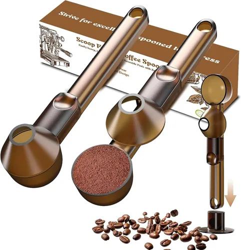 Miniatura 16 de Cuchara de café con embudo para café molido, proteína en polvo y té, para recarga reutilizable de taza K, 2 cucharadas sin desorden, diseño de Negro