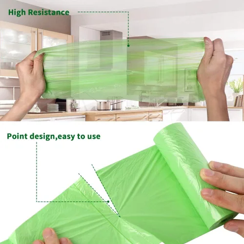 Miniatura 5 de Bolsas de basura biodegradables de 4 a 6 galones, 100 unidades, extra gruesas pequeñas bolsas de basura para reciclaje para cocina, baño, patio