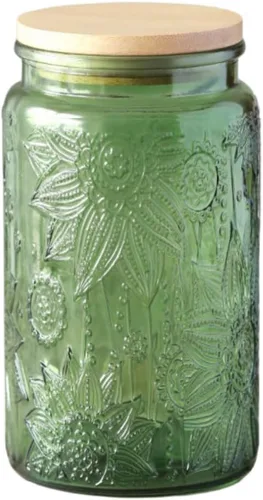 Miniatura 20 de ANSQU Tarro de vidrio azul, recipiente de vidrio vintage de 23.7 FL OZ con tapa hermética, tarro para caramelos/recipiente para azúcar para despensa