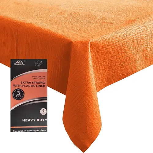 Miniatura 12 de [Paquete de 6] Manteles Cuadrados Negros de 54x54 Pulgadas, Mantel de Mesa de Papel Desechable para Mesas Cuadradas y Redondas, Cubierta de Mesa